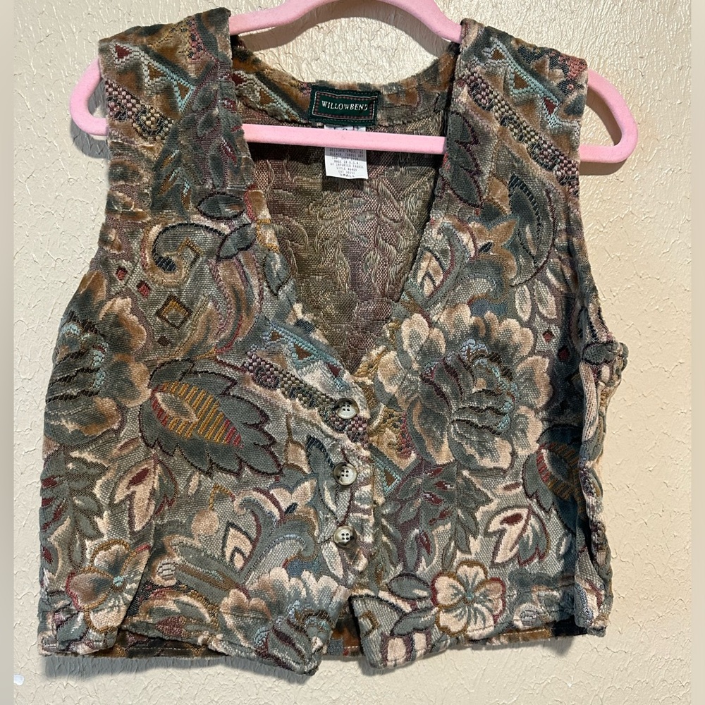 Willowbend‎ Vintage Floral Western Cottagecore Button Front Tapestry Vest Small